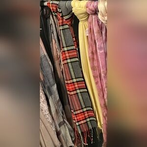 TBA Vibrant Red and Black Plaid Scarf